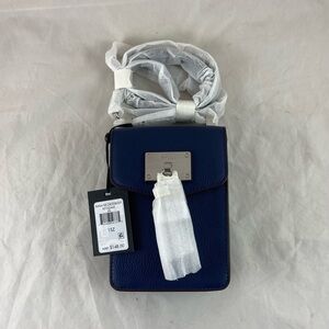 DKNY Elissa NS Phone Crossbody Bag Indigo Blue / Silver Chain Strap R21EZ442 NEW